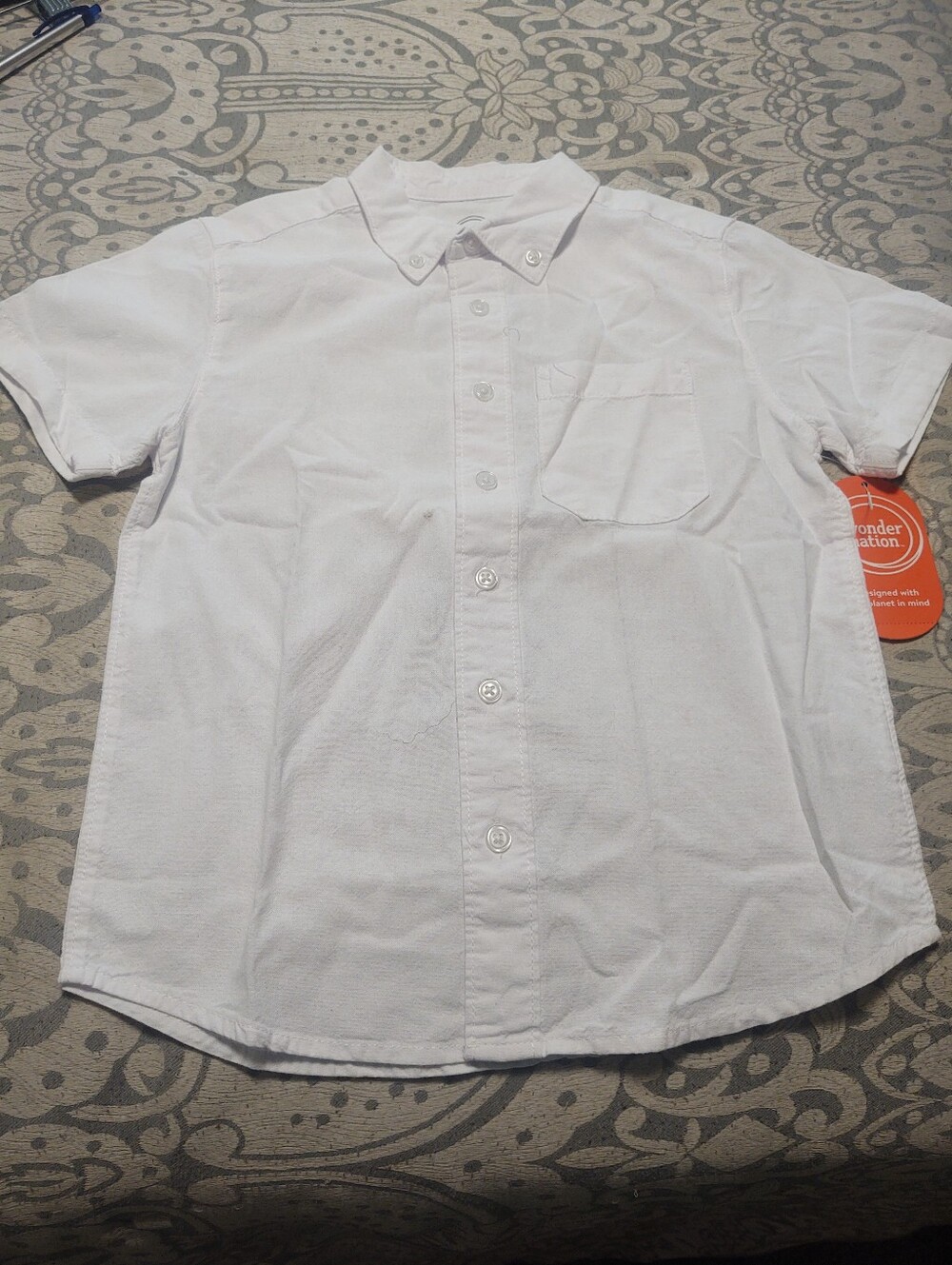 Wonder Nation Boy's New  White Short-Sleeve Button-Down Shirt